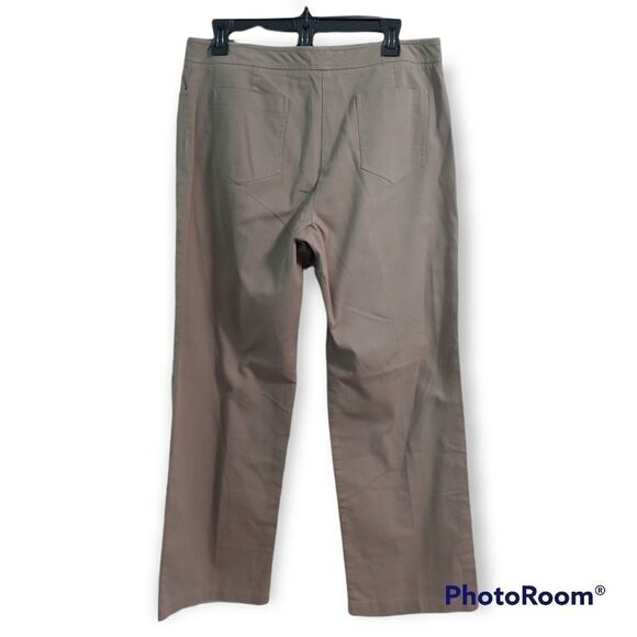 Eileen Fisher weekend wear tan pockets wide leg gabardine slacks pants - Picture 3 of 3